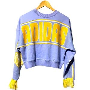 Adidas Women's Purple and Yellow Cropped Top
